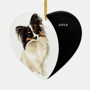 Anpassningsbar Dute Cute Watercolor Papillon Hund Julgransprydnad Keramik