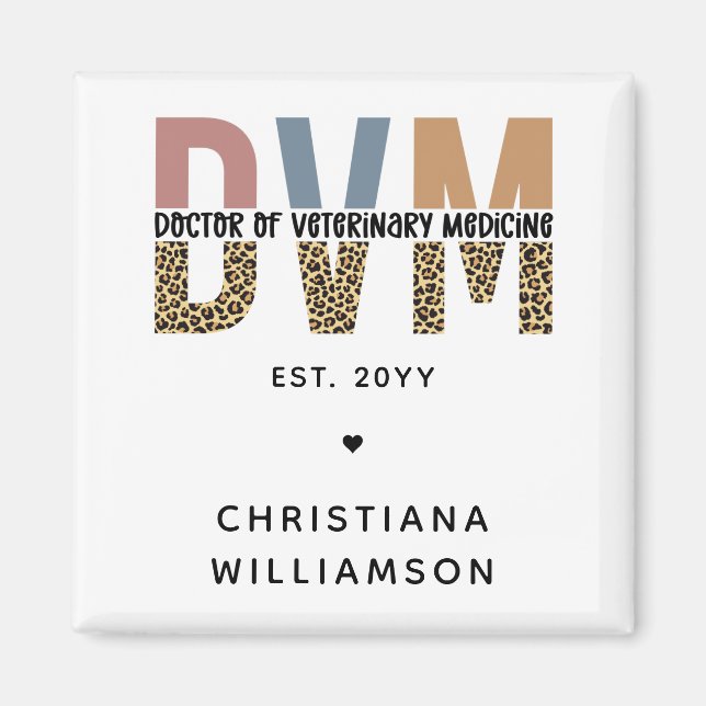 Anpassningsbar DVM Doktor of Veterinary Medicine G Magnet (Framsidan)