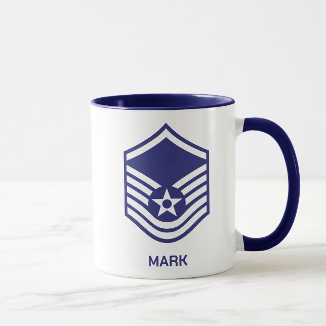 Anpassningsbar E-7 Master sergeant Rank Luft Force Mugg (Höger)