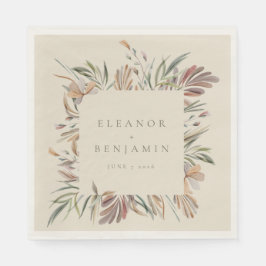 Anpassningsbar Earthy Rustic Botanical Bröllop Nam Pappersservett