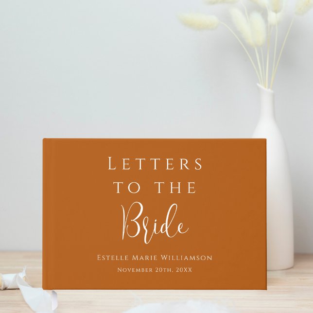 Anpassningsbar Earthy Terracotta Rust Brev till Br Gästböcker (Skapare uppladdad)