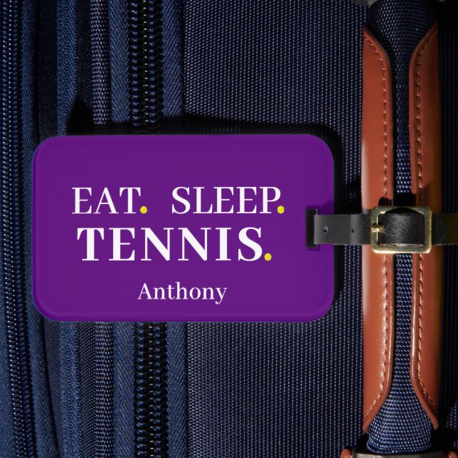 Anpassningsbar Eat Ssov Tennis Lila Luggage Tag Bagagebricka (Framsida Insitu 4)