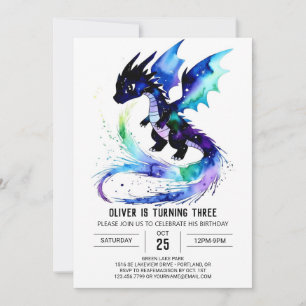 Anpassningsbar Editable Dragon Digital Boy Birthda Inbjudningar