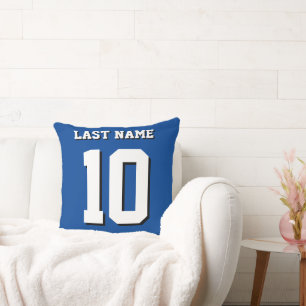 Anpassningsbar Efternamn nummer Blue Sports Jersey Kudde