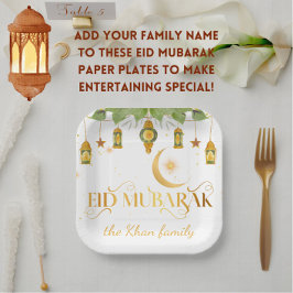 Anpassningsbar ’Eid Mubarak’ White Guld Lanternor