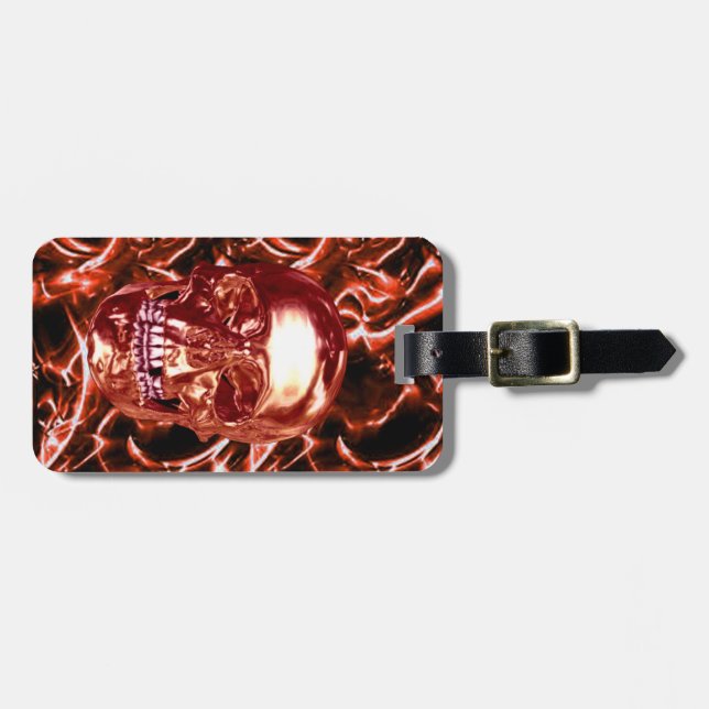 Anpassningsbar Electric Red Chrome Skull Luggage T Bagagebricka (Horisontell Framsida)
