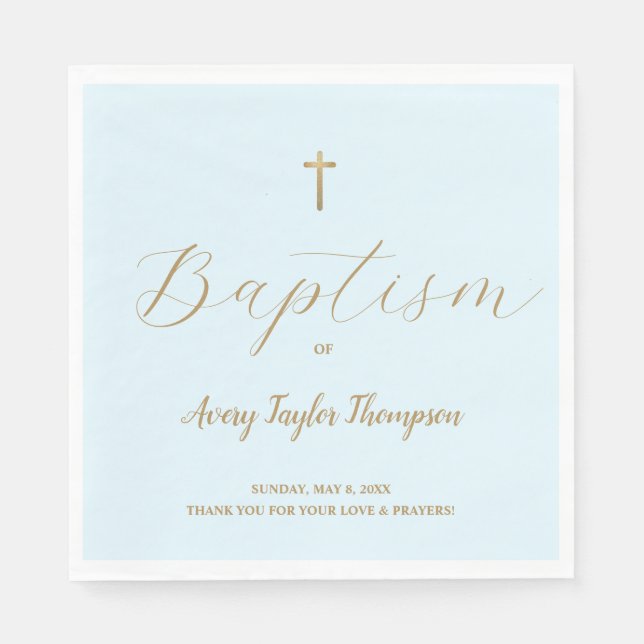 Anpassningsbar Elegant Baptism-skript guld Kor Pappersservett (Framsidan)