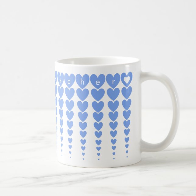 Anpassningsbar Elegant Best Teacher Blue Heart Tin Kaffemugg (Höger)