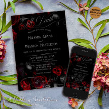 Anpassningsbar Elegant Black and Red Blommigt Bröl