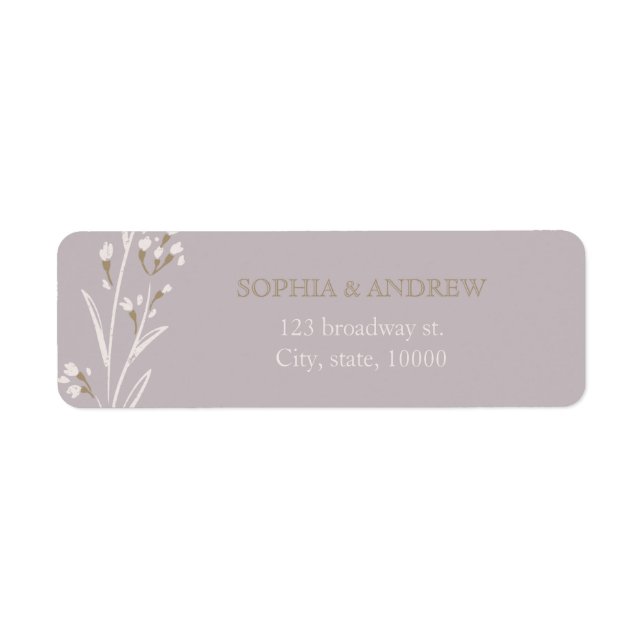 Anpassningsbar elegant blommigt lilac rustic bröll returadress etikett (Framsidan)