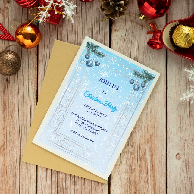 Anpassningsbar Elegant Blue Luxury-julinbjudan Inbjudningar (Skapare uppladdad)