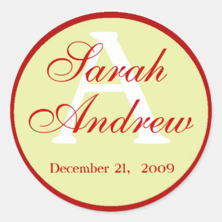 Anpassningsbar Elegant bröllop Stickers 2 Runt Klistermärke