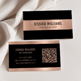 Anpassningsbar Elegant Brushed Ro Guld Black QR-ko Visitkort