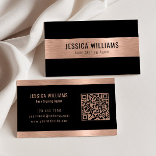 Anpassningsbar Elegant Brushed Ro Guld Black QR-ko Visitkort