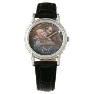 Anpassningsbar Elegant Calligraphy Couple Bröllop  Armbandsur