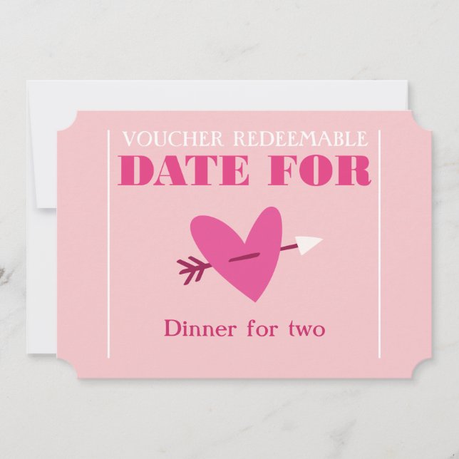 Anpassningsbar elegant chic "Date Coupon" Valentin Julkort (Framsida)