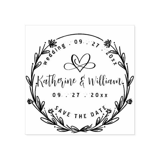 ANPASSNINGSBAR ELEGANT CIRCLE CUTE HEART ELEGANT B STÄMPEL (Tryck)