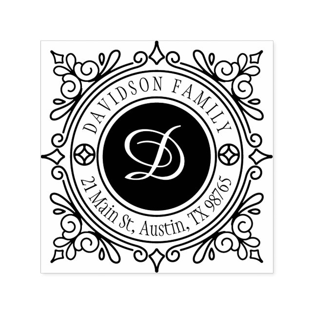 Anpassningsbar Elegant Classy Monogram Returadress Självfärgande Stämpel (Design)