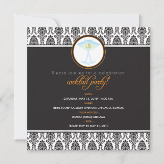 :anpassningsbar Elegant Damask Cocktail Party-grup Inbjudningar