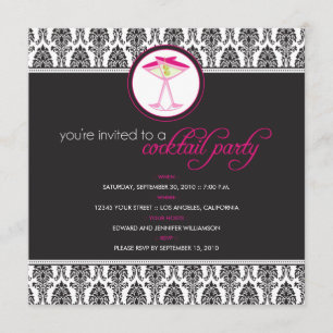 : anpassningsbar: Elegant damastast cocktailparty Inbjudningar