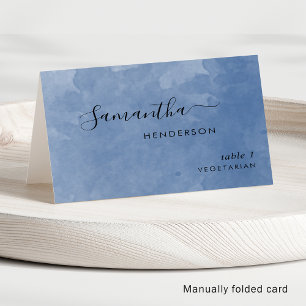 Anpassningsbar Elegant Dusty Blue Watercolor Place Bordsnummer