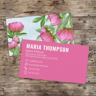 Anpassningsbar Elegant Enkel Blommigt för Rosa av Visitkort
