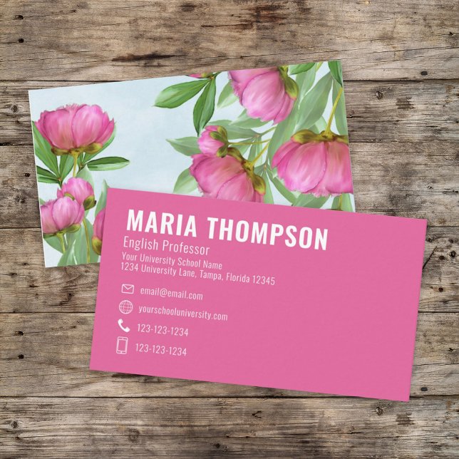 Anpassningsbar Elegant Enkel Blommigt för Rosa av  Visitkort (Skapare uppladdad)