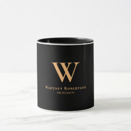 Anpassningsbar Elegant Golden Monogram och yrke Mugg
