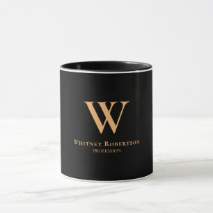 Anpassningsbar Elegant Golden Monogram och yrke Mugg