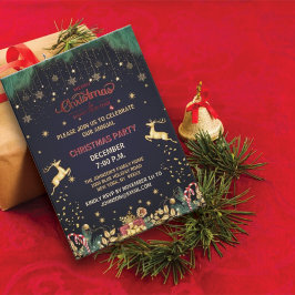 Anpassningsbar Elegant Golden Reindeer Julhelg Inbjudningar