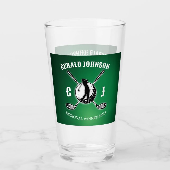 Anpassningsbar Elegant Golf Monogram Design Glaskopp (Framsida)