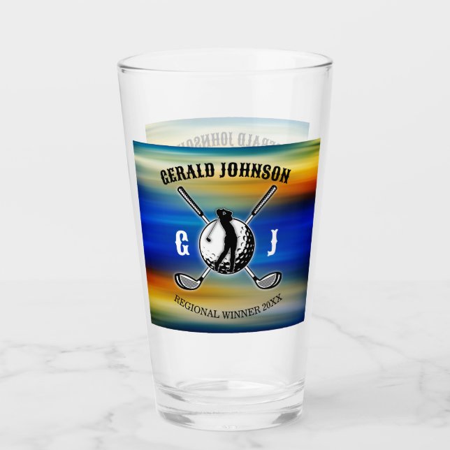 Anpassningsbar Elegant Golf Monogram Design Glaskopp (Framsida)
