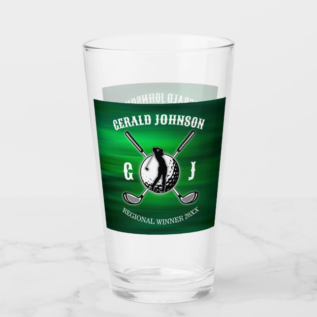 Anpassningsbar Elegant Golf Monogram Design Glaskopp (Framsida)