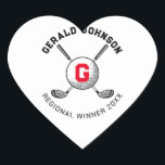 Anpassningsbar Elegant Golf Monogram Design Hjärtformat Klistermärke<br><div class="desc">Eleganten Golf Monogram Design från Edward Eksi med minimal Anpassningsbar. Enkel modifiering av INITIALER och TEXTS efter dina behov.</div>