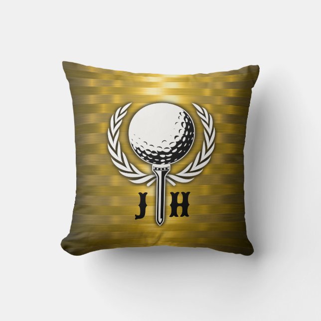 Anpassningsbar Elegant Golf Monogram Design Kudde (Framsida)