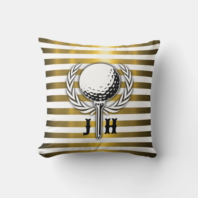 Anpassningsbar Elegant Golf Monogram Design Kudde (Framsida)