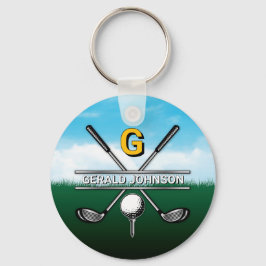 Anpassningsbar Elegant Golf Monogram Design Nyckelring