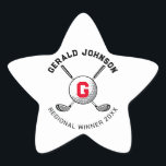 Anpassningsbar Elegant Golf Monogram Design Stjärnformat Klistermärke<br><div class="desc">Eleganten Golf Monogram Design från Edward Eksi med minimal Anpassningsbar. Enkel modifiering av INITIALER och TEXTS efter dina behov.</div>