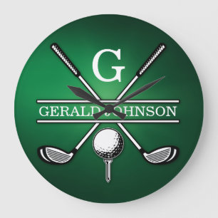 Anpassningsbar Elegant Golf Monogram Design Stor Klocka