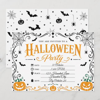 Anpassningsbar elegant gotisk Halloween-festinklin Inbjudningar