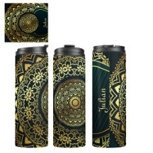 Anpassningsbar Elegant Grönt Faux Guld Mandala