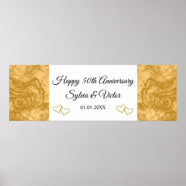 Anpassningsbar Elegant Guld 50:e Lycklig-årsdagen  Poster (Framsidan)