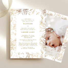 Anpassningsbar Elegant Guld Blommigt Botaniskt bap Inbjudningar