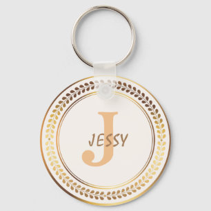 ANPASSNINGSBAR ELEGANT GULD MONOGRAM KEYCHAIN NYCKELRING