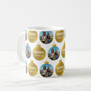 Anpassningsbar Elegant Guld Photo Ornaments jul Kaffemugg