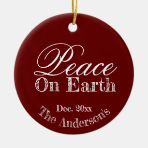 Anpassningsbar Elegant Helgdag Red Peace on Earth Julgransprydnad Keramik