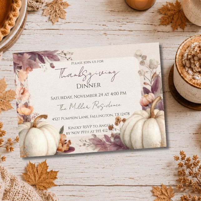 Anpassningsbar elegant Höst Thanksgiving Inbjudan (Skapare uppladdad)