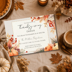 Anpassningsbar elegant Höst Thanksgiving Inbjudan