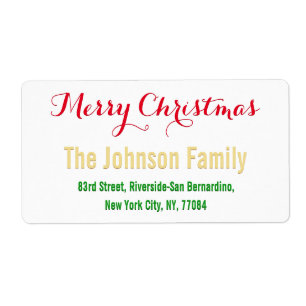 Anpassningsbar Elegant: Julrött vit Returadress Fraktsedel