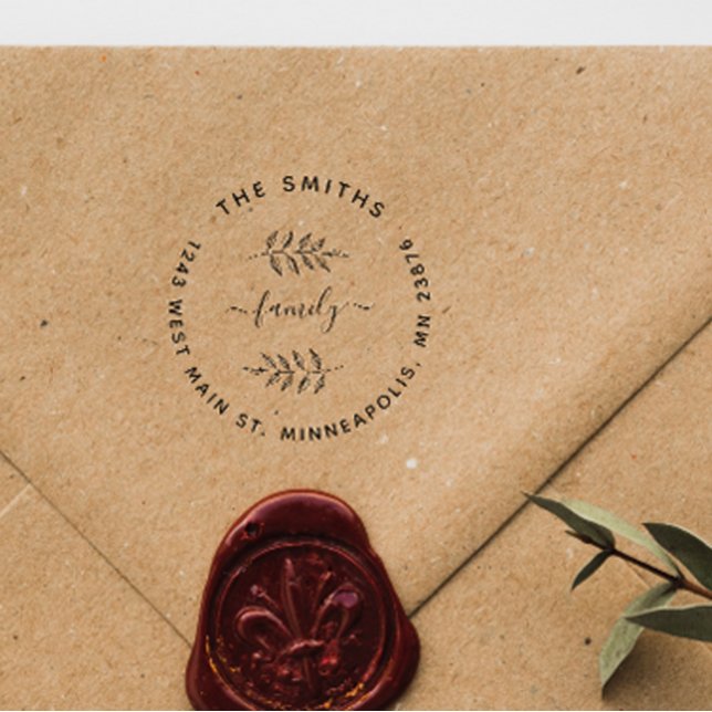 Anpassningsbar Elegant Löv Anpassningsbar Family R Stämpel (Skapare uppladdad)